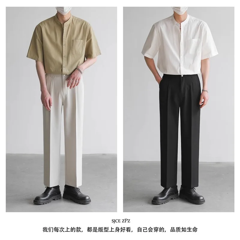 Summer Short Sleeved Shirt Men Fashion Society Mens Dress Shirt Korean Casual White Shirt Mens Office Formal Shirts M-2XL
