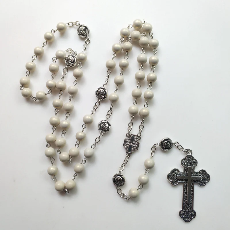 الدينية مسبحة كاثوليكية Chaplet قلادة البيج سبحة صلاة سلسلة خمر الصليب Y-قلادة الكنيسة لوازم المجوهرات الشنق #5