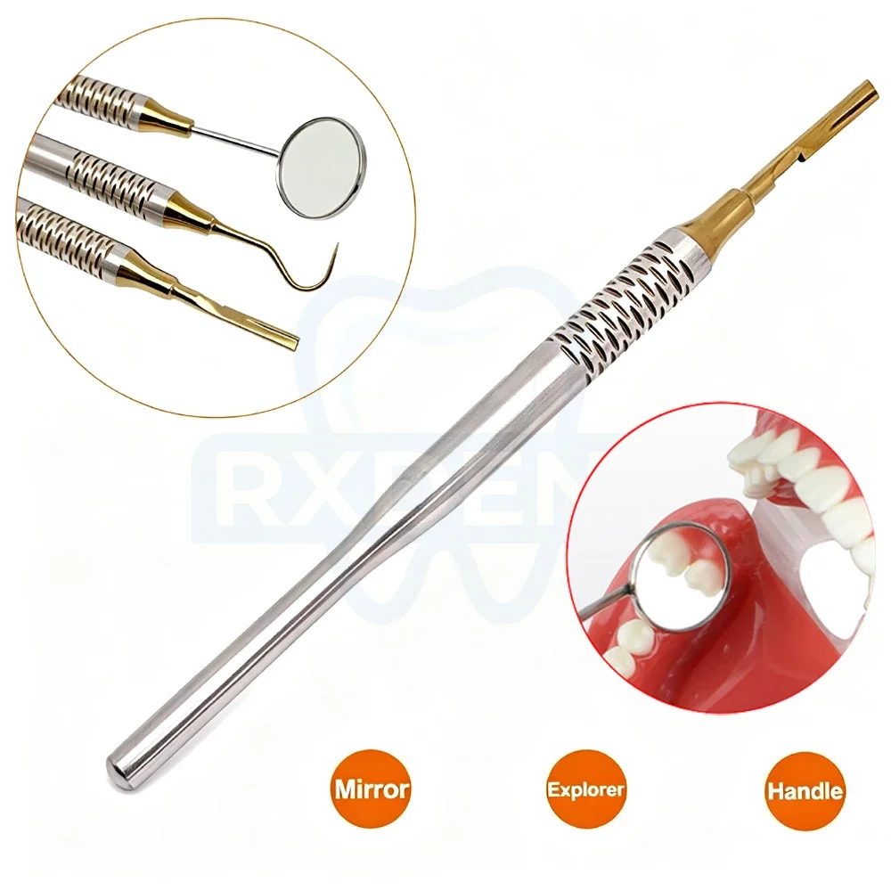 1Pcs Stainless Steel Dental Instruments Mouth Mirror Probe with Straight Handle for Teeth Cleaning And Exploration