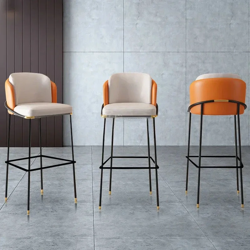 

Functional Leather Bar Chairs Reception Nordic Leisure Chair Front Desk High Bar Stool Backrest Chaise De Bar Kitchen Furniture