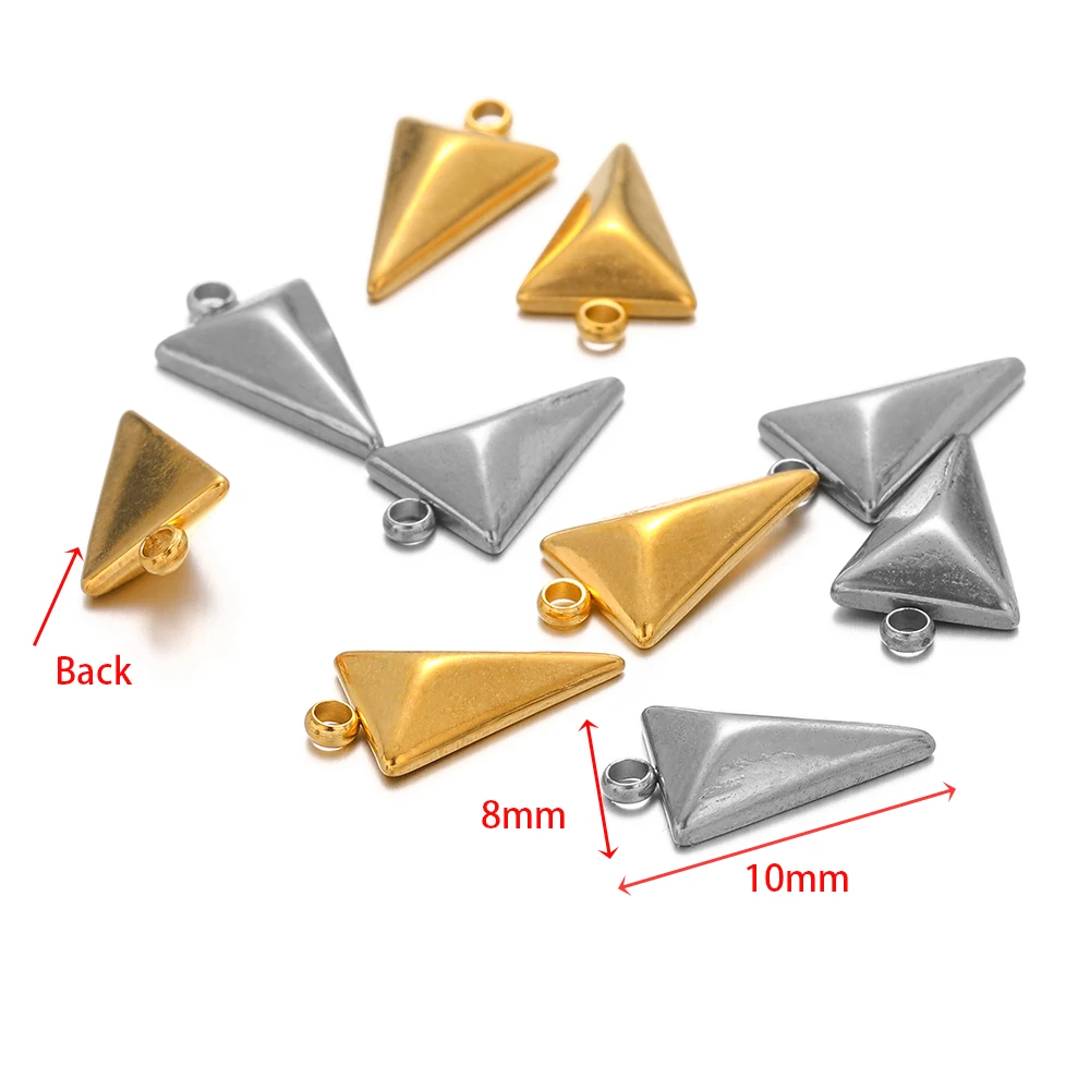 5pcs/lot Stainless Steel Solid Pyramid Shape Charms Triangle Pendants for DIY Jewelry Necklace Earring Accessories Making Crafts