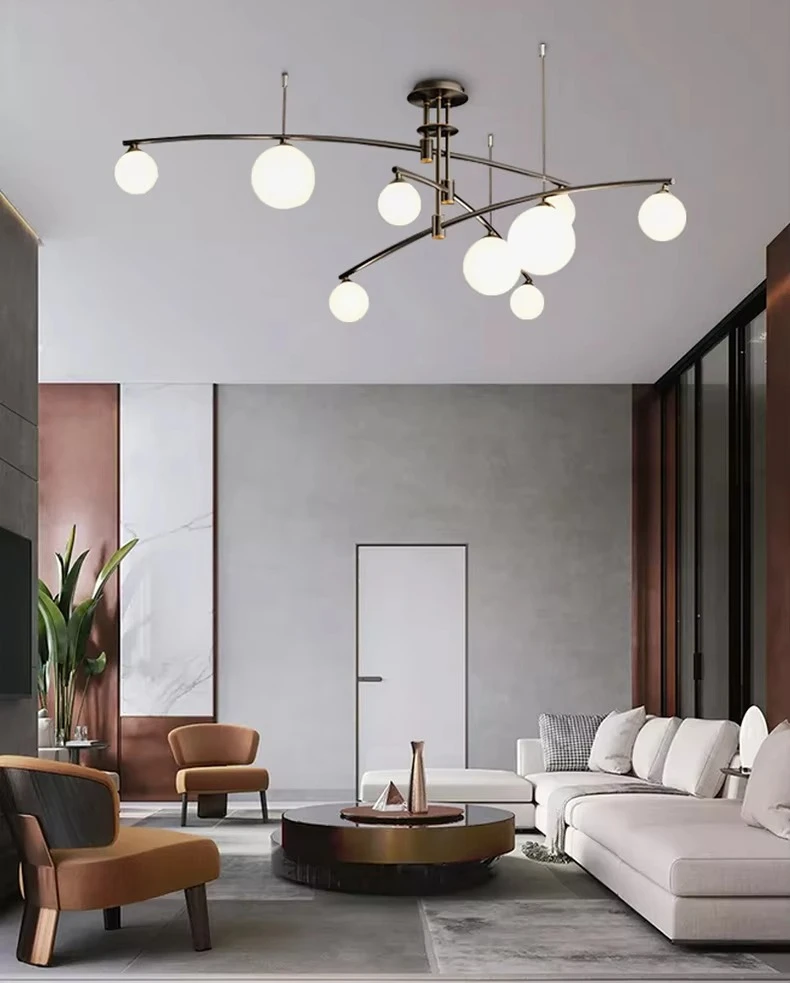 

2025 New Nordic Ball Modern Chandelier Ceiling Lighting for Home Hand Blown Glass Chandelier Pendant Light