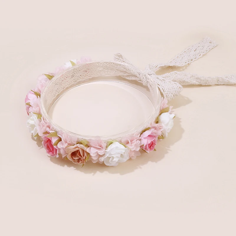 Spring Summer Autumn Winter Pink White Rose Cute Beauty Lovely Baby Girl Handmade Headbands New Hair Design For Birthday Party