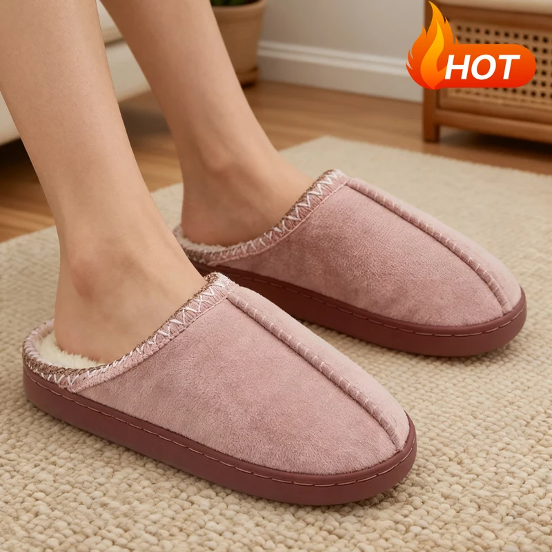 

Cotton Slippers for Autumn and Winter Home Indoor Thick-Soled Non-Slip Home Couple Warm Fleece-Lined Soft Sole Warm