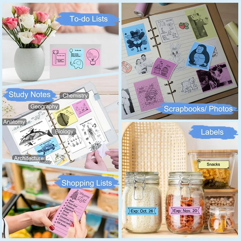 A23F-15 Rolls Thermal Sticker Paper For Mini Printer Sticker Maker, 9 Colored And 6 White Mini Printer Sticker Paper