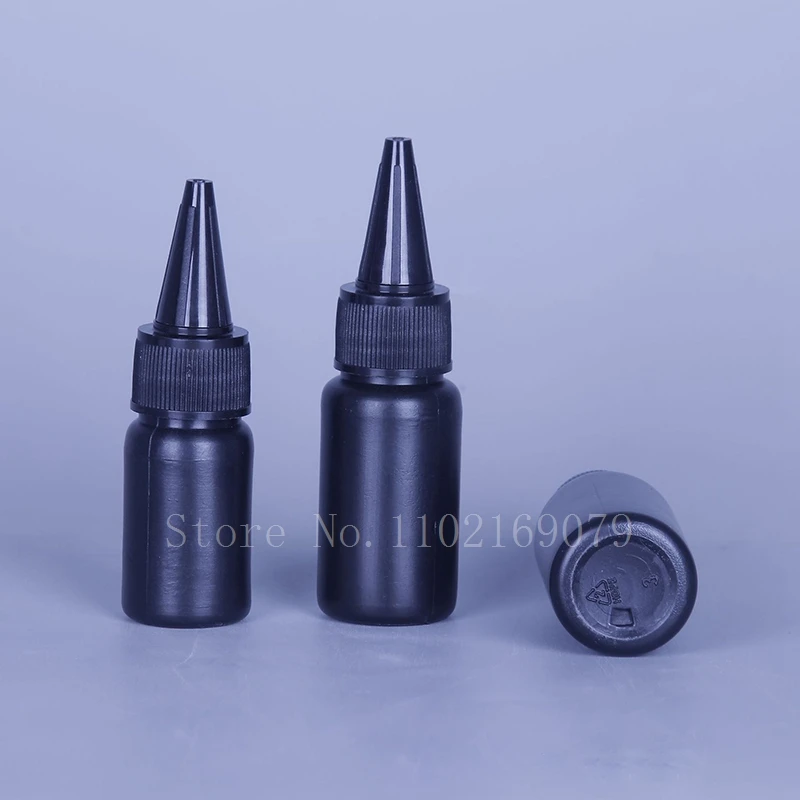 50Pcs 10ml-100ml Leere UV Schatten Kleber Flaschen PE Kunststoff Tropfen Abgabe Applikator Squeeze Flasche Schwarz farbe Tinte Container