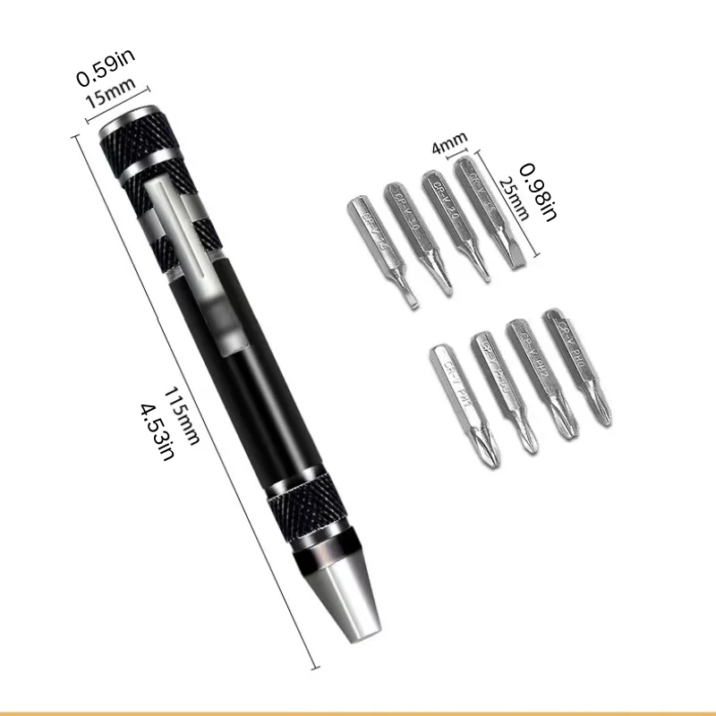 Portable 8 In 1 Aluminum Alloy Screwdriver Pen - Changeable Magnetic Bits For Easy Repairs & Disassembly Repair Tools