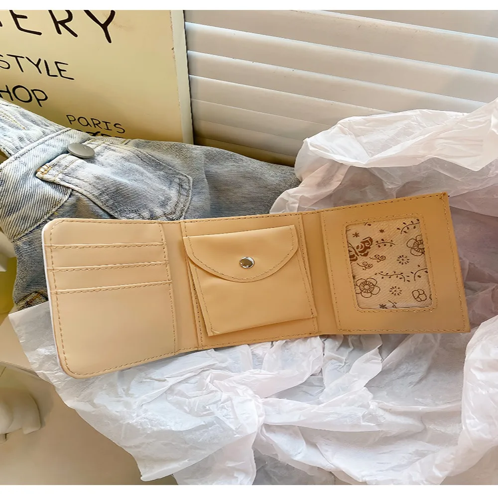 Portable Mini Women Wallet PU Triple Fold Small Card Clip Coin Purse