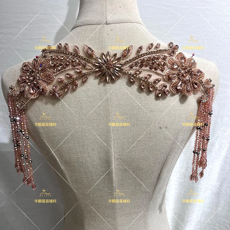 มือลูกปัด Fringe Trim พร้อมจี้ DIY Embellishment สําหรับชุด Bra Collars แพทช์หรูหรา Headscarves อุปกรณ์เสริม