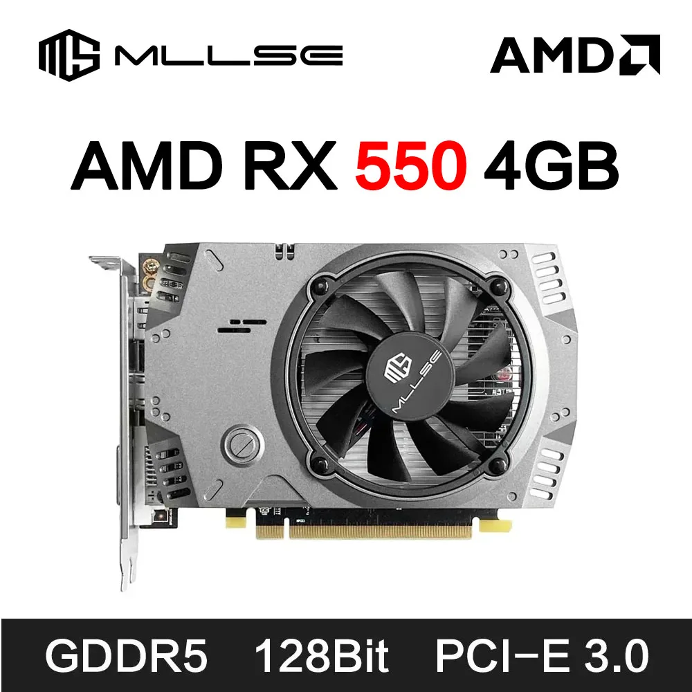 MLLSE-Placa De vídeo AMD Radeon RX 550, tarjeta gráfica GDDR5 De 128 bits, PCI-E X16, HDMI, DP, DVI, rx 550, 4GB, para videojueg