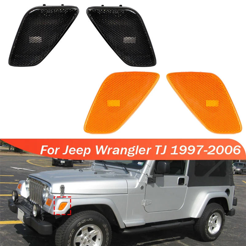 

2PCS For Jeep Wrangler TJ 1997-2006 Front Bumper Side Marker Light Turn Signal Reflector Lamp Cover Shell No Bulb 55155629AB