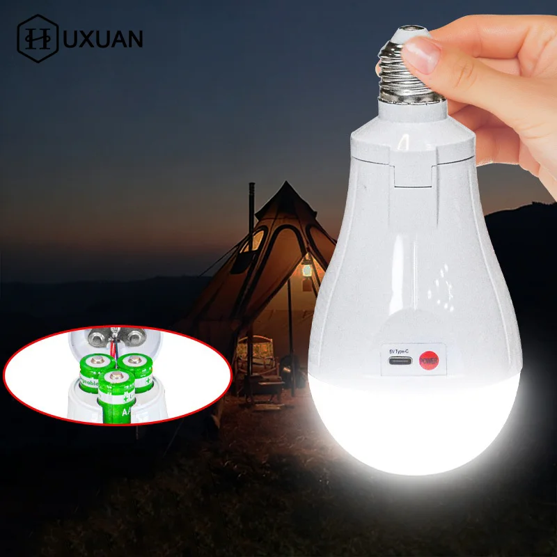 Flicker-Free LED Bulb Light Portable 20W 30W Emergency Bulb Courtyard Outdoor Bulb Power Failure Emergency