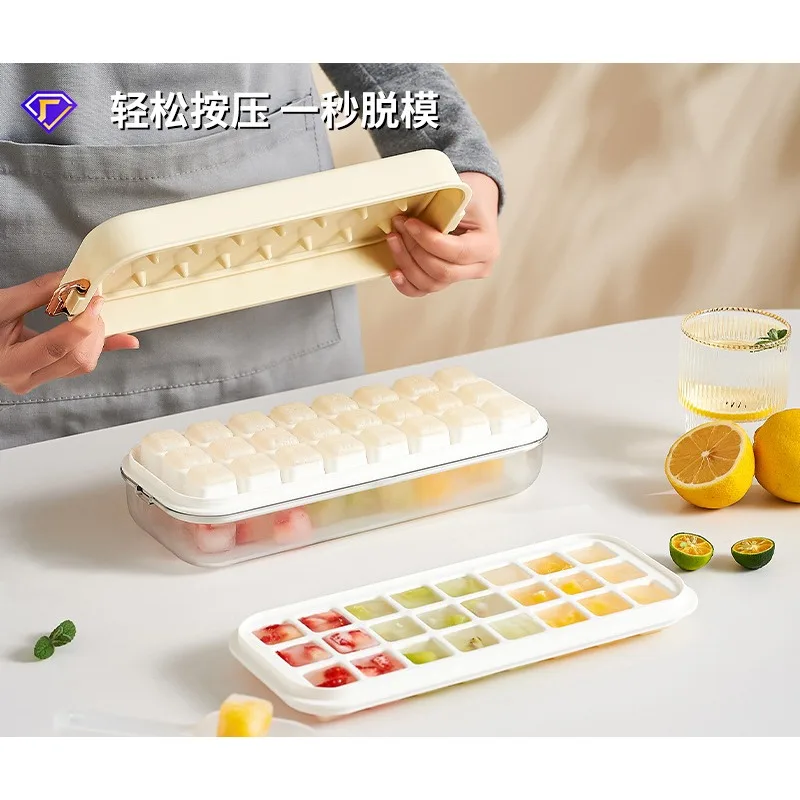 

Ice Mold Box Food Grade Household Pressing Making Artifact Large Capacity Soft Silicone Ice Tray