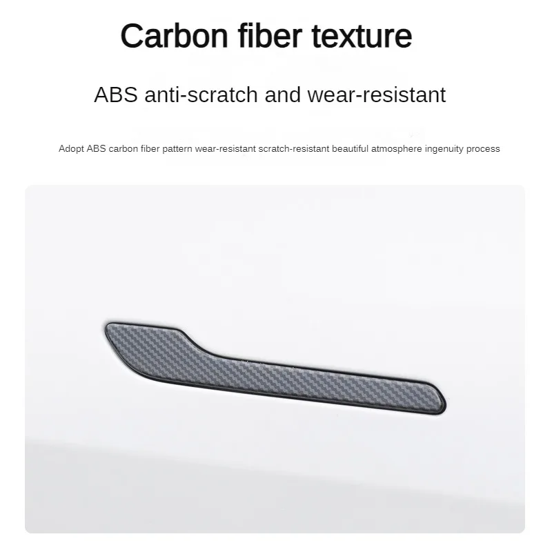 4PCS Set Car Door Handle Cover Protective Film, Carbon Fiber Wrap for Tesla Model Y Juniper 2025 & Model 3 Highland, Scratch Res