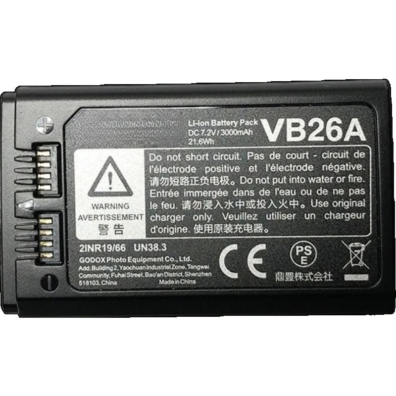 VB26 VB26A DC 3000mAh 21.6Wh USB Replacement Li-ion Battery Charger for Godox V860III V1S /C /N/F/O/P V860III N/C/S/F/O/P