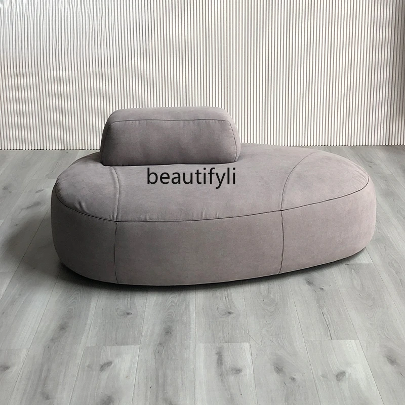 

Italian Minimalist Oval Pebble Sofa Shopping Mall Clothing Store Rest Stool Cream Style Sofa Low Stool