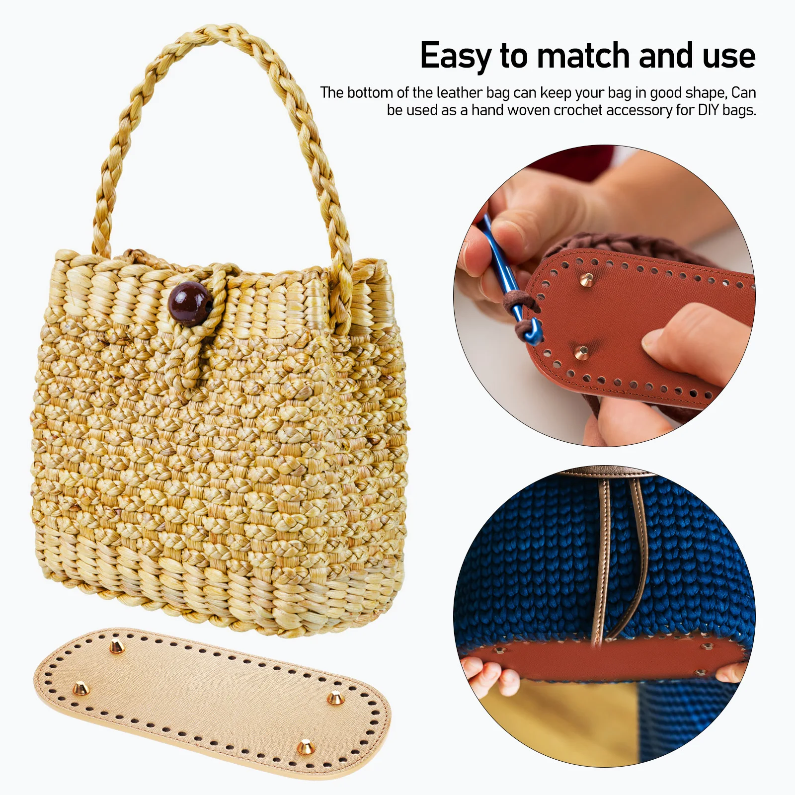 

8pcs Bag Bottom Shaper PU Handbag Base Crochet Purse DIY Oval Shape Sturdy Wear Resistant Long Lasting