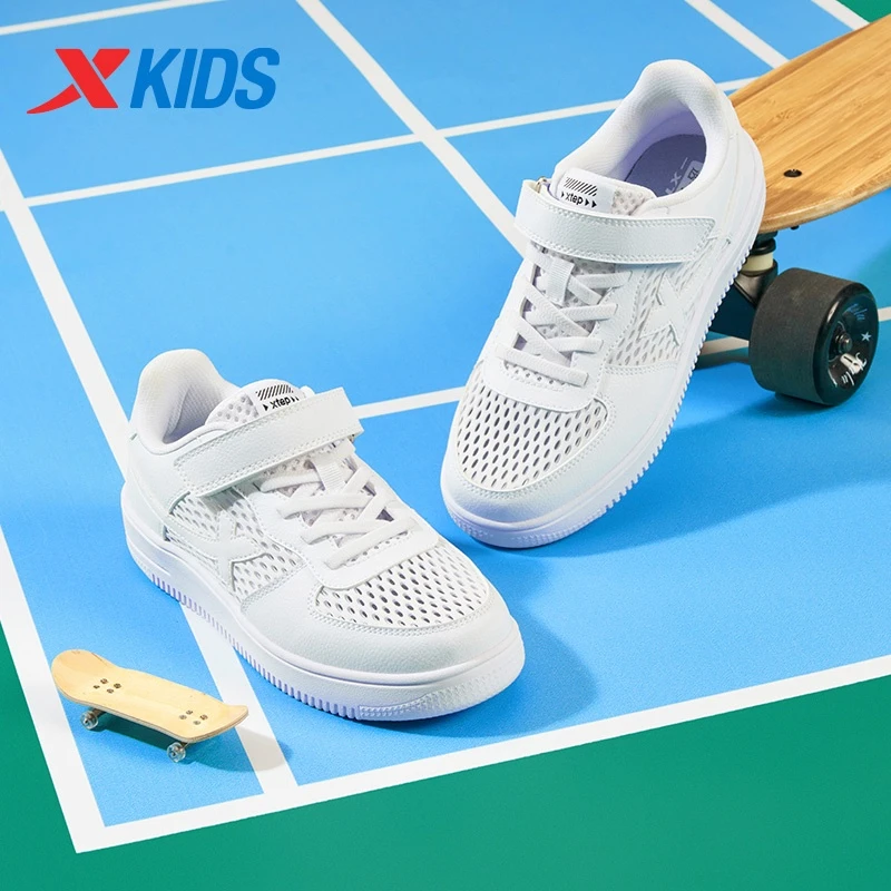 Xtep Teenager‘s Skateboarding Shoes 2025 Spring Unisex Running Velcro Mesh Breathable Non-slip Leisure Sneakers 675216319218