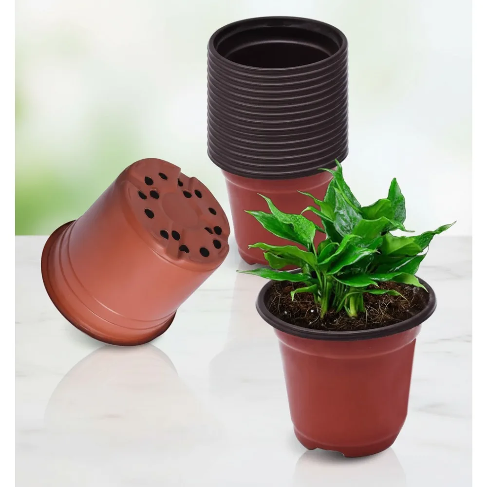 

100 Pack 8 Inch Plastic Plant Pots Flexible Nursery Seedling Pots for Indoor Outdoor Gardening