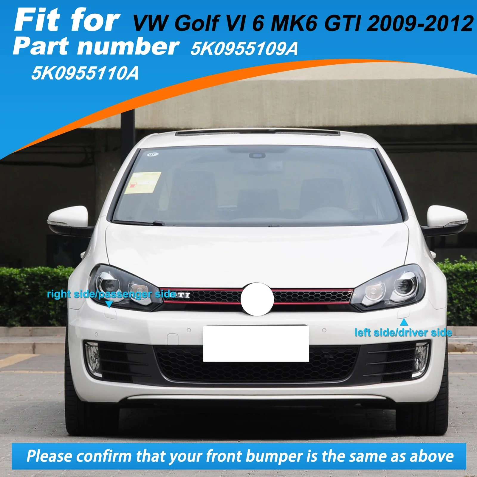 Fotografia 3: Amortecedor dianteiro farol arruela capa para vw golf vi 6 mk6 gti 2009 2010 2011 2012 5k0955109a 5k0955110a