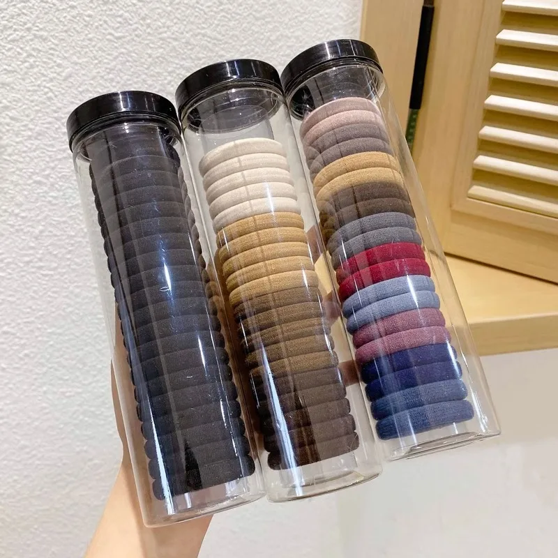 Bandas elásticas para el cabello para niña, banda de goma de Color sólido, diadema, accesorios para el cabello, 20 unidades por caja