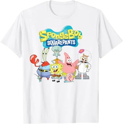 2026 Summer Hot Selling Fashion SpongeBob Friends Cotton T-shirt Outdoor Hip Hop Leisure Fitness Street Wear T-shirt Large