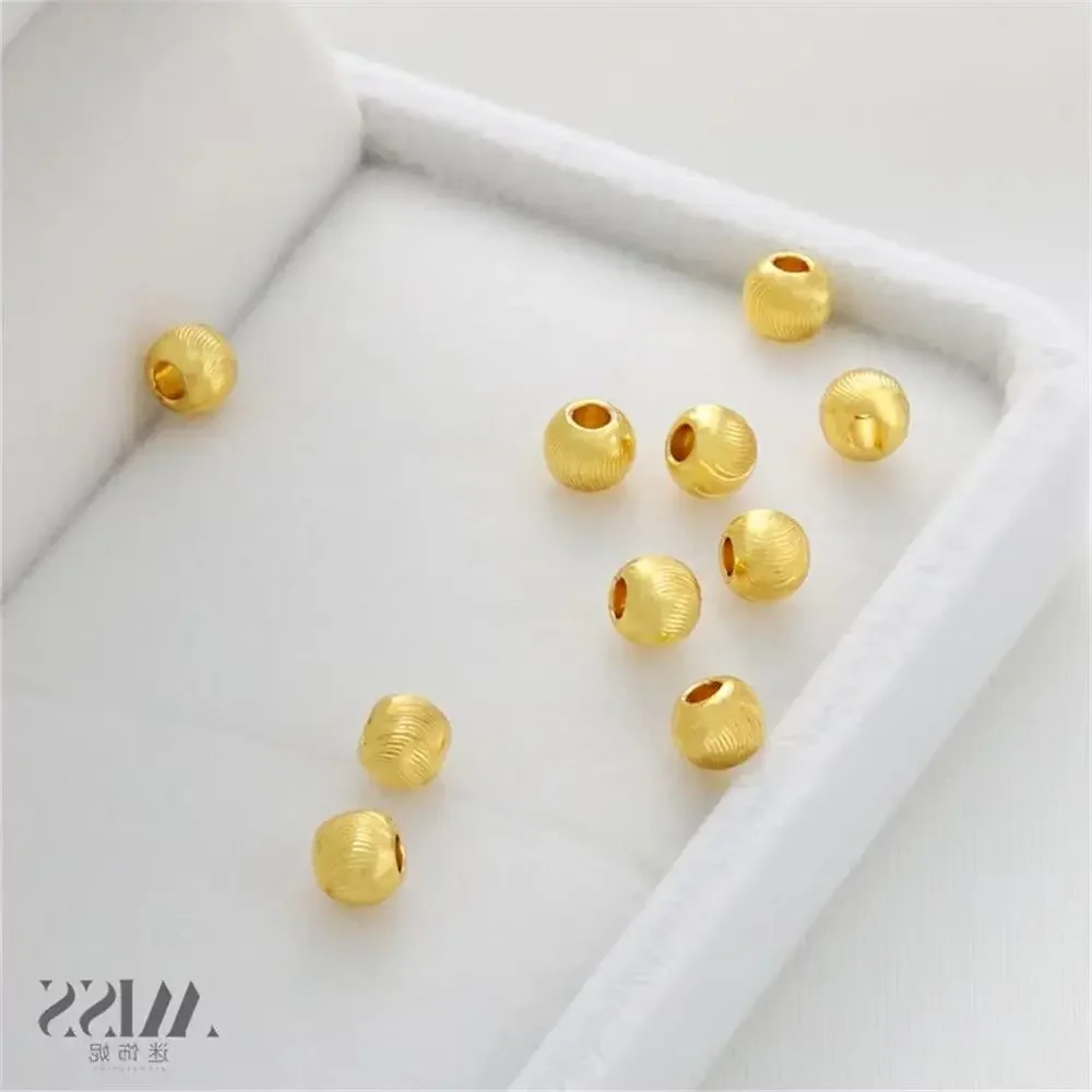 18K Gold Color 14K Batch Flower Cut Pattern Flash Cat Eye Beads Loose Beads DIY Handmade Bracelet Necklace Jewelry Accessories