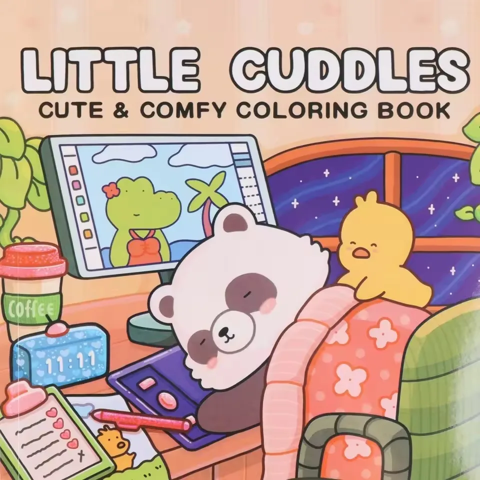 Little Cuddles Cute & Comfy Coloring Book - Stress Relief Drawing for Adults Perfect Gift Party Birthday Christmas