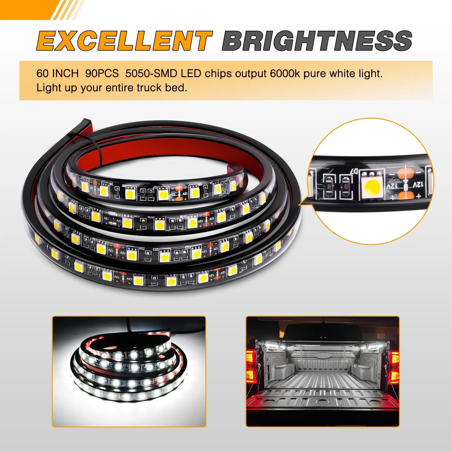 Nilight Truck Bed Light Strip 2PCS 60