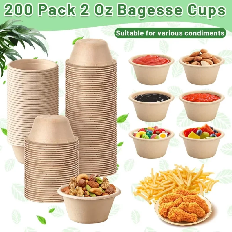 

300Pcs 2 Oz Disposable Paper Condiment Cups Compostable Tasting Cups, Sample Portion Cups for Jello Shot, Condiment, Sauce
