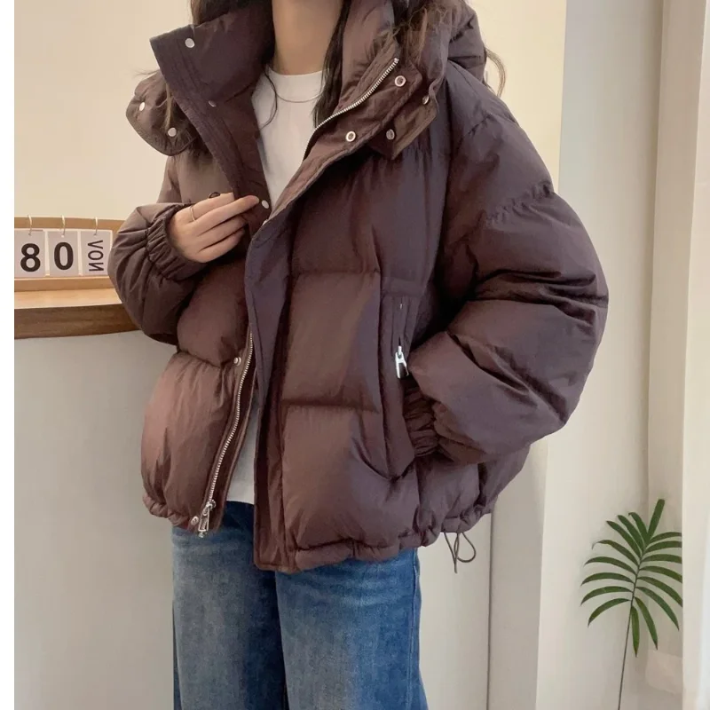 

Women's Short 2025 New Korean Version Loose Fashion Hooded Versatile Thin Cotton Jacket Trendy