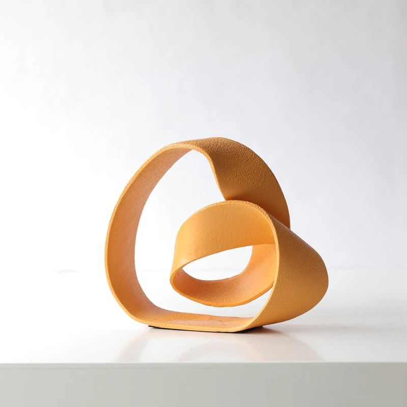 Craftwork, Complex Geometric Braided Bands, Golden Sculptures, Decorative Small Statues, Room Decoration Accessories