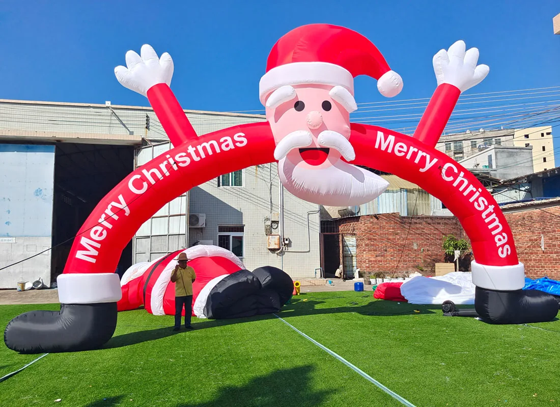 Cute Inflatable Christmas arch inflatable archway with Santa clause for outdoor decoration