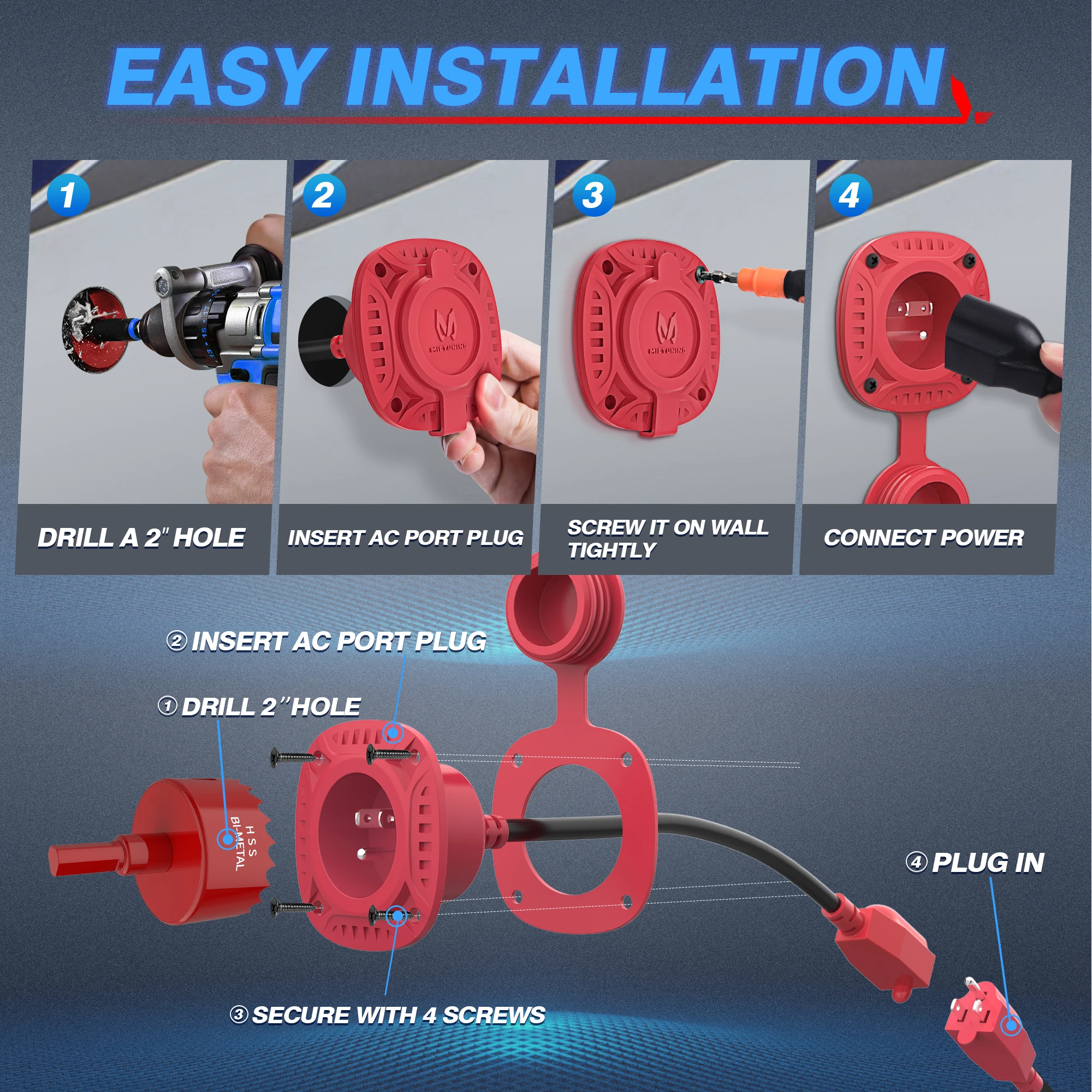 MICTUNING 125V AC Port Plug with 20