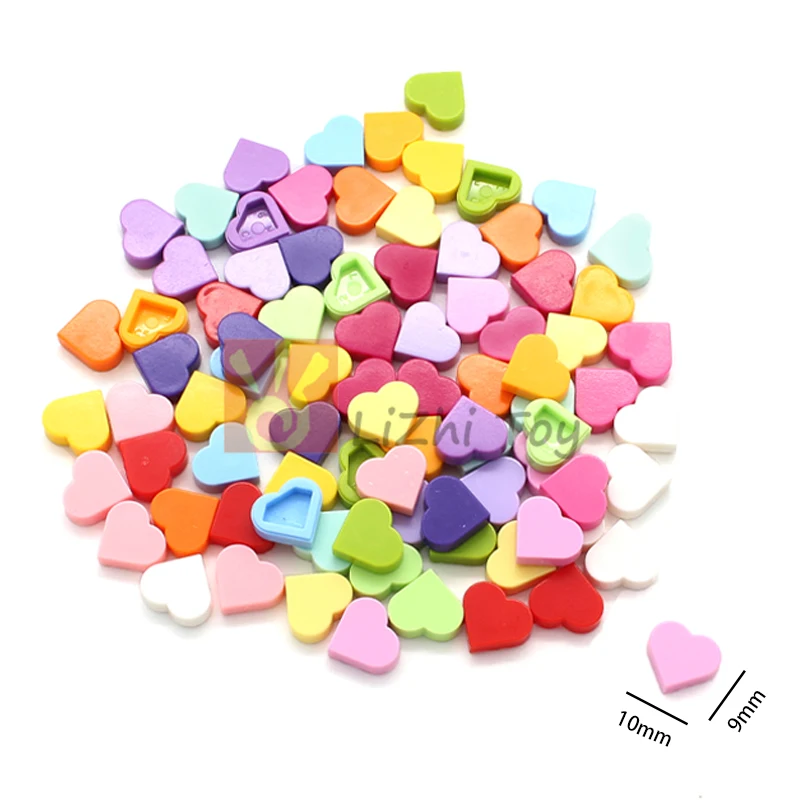 50pcs MOC Tile Round 1x1 Heart Building Block Brick Parts Compatible with Love Peach Puzzle Idea Toys 39739 Birthday Kid Gifts