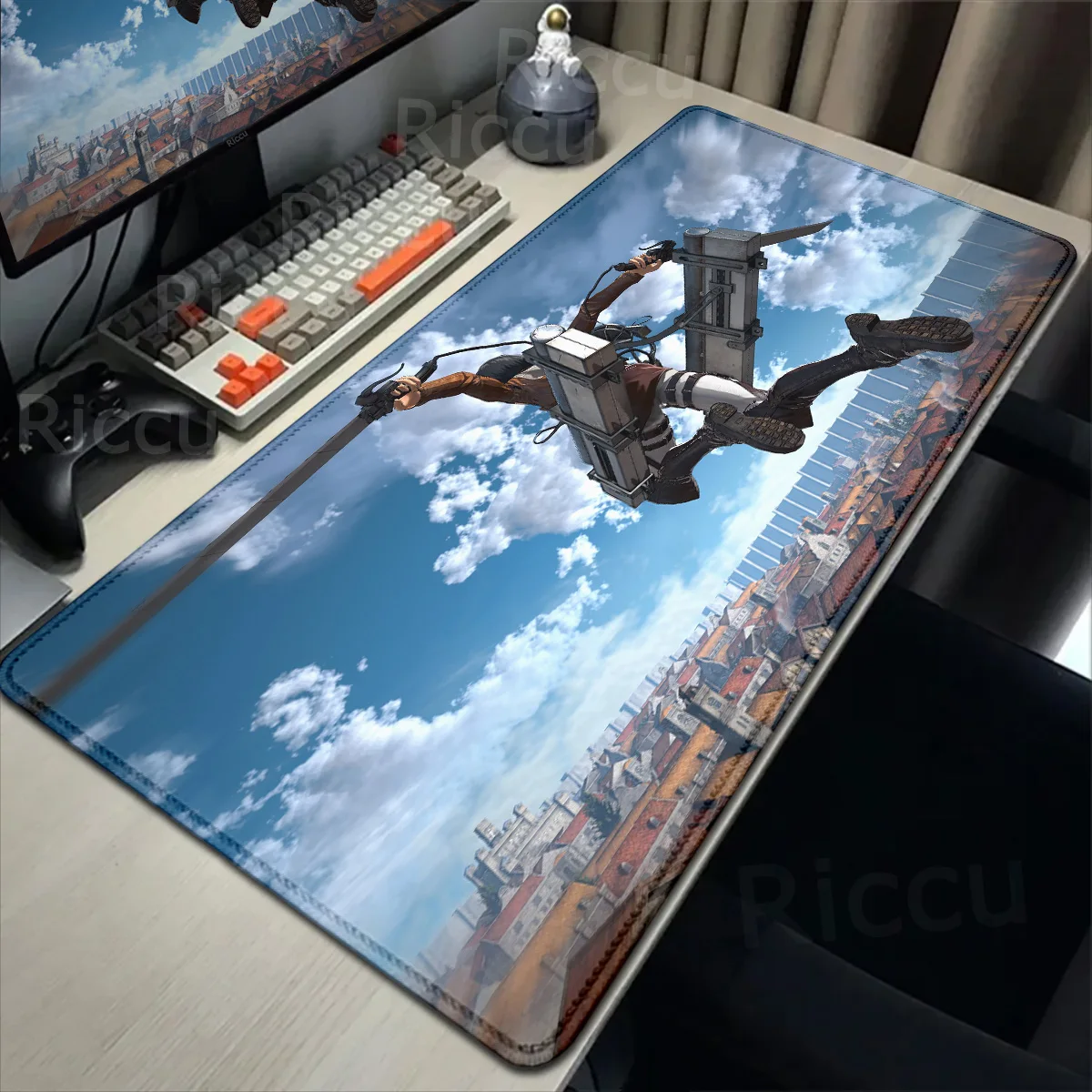 Mousepad Anime Attack On Titan Mouse Pad Gaming Accessories PC Keyboard Large Rubber Desk Mat Computer Carpet Gamer Non-slip XXL