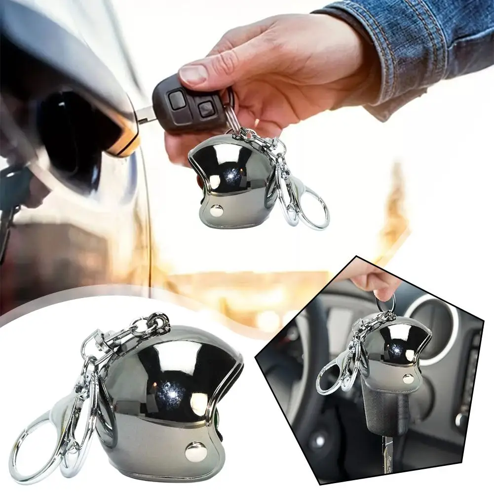 New Motorcycle Safety Helmet Keychain Female Men's Hard Hat Heavy Metal Rock Car Keychain Bag Keychain Jewelry Gift