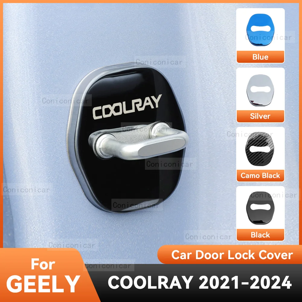 For GEELY COOLRAY 2021-2024 2023 Accessories Car Door Lock Protect Cover Emblems Case Stainless Steel Decoration Protection