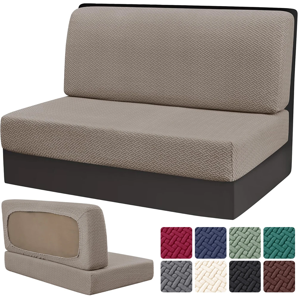 2pcs/set Jacquard Elastic RV Sofa Covers Stretch Fit Anti-Slip Universal Chair Covers for Motorhomes Easy Clean Solid Colors