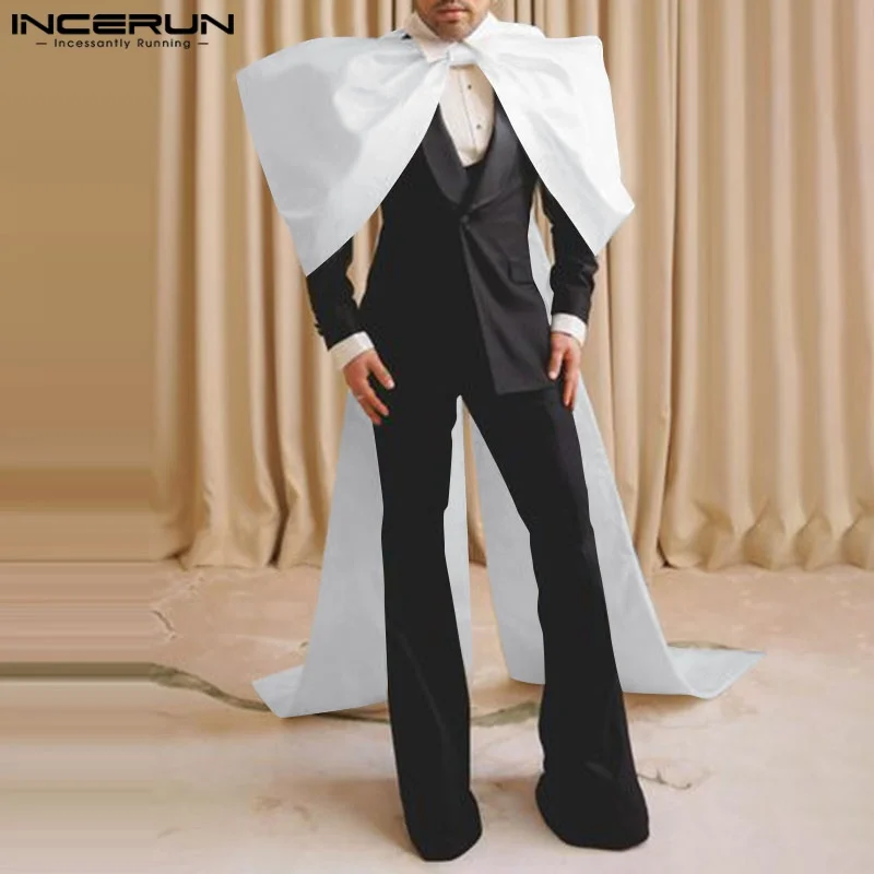INCERUN Men Tank Tops Long Style Cloak Solid Color Sleeveless Solid Male Irregular Cape Ponchos Streewear Fashion Vests 2025