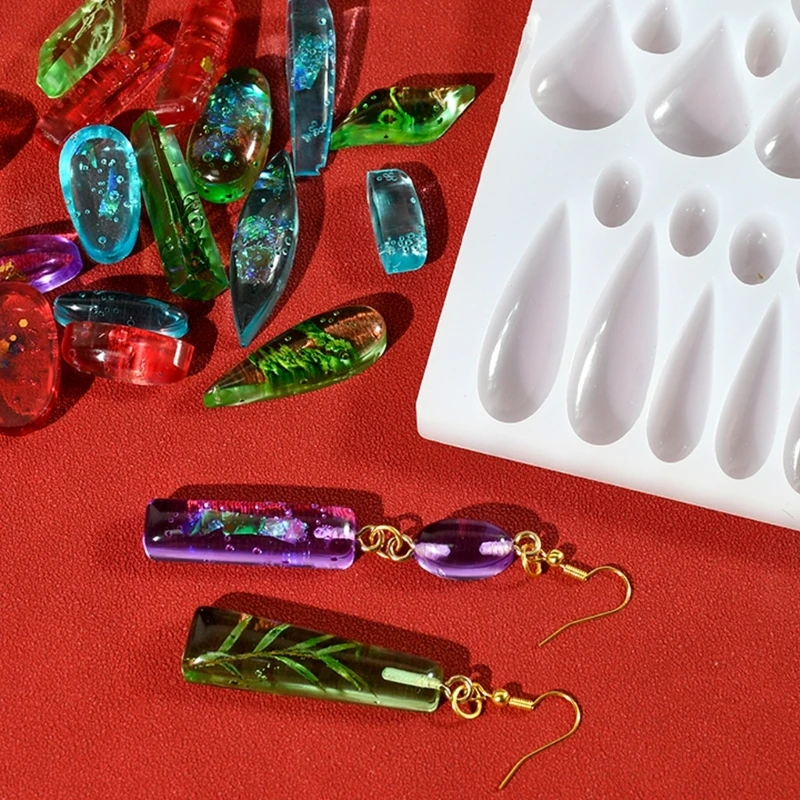 Creative Long Strips Water Drop Pendant Mold Artistic Silicone Charm Mold for Crafting Water Drop Long Rod Pendant