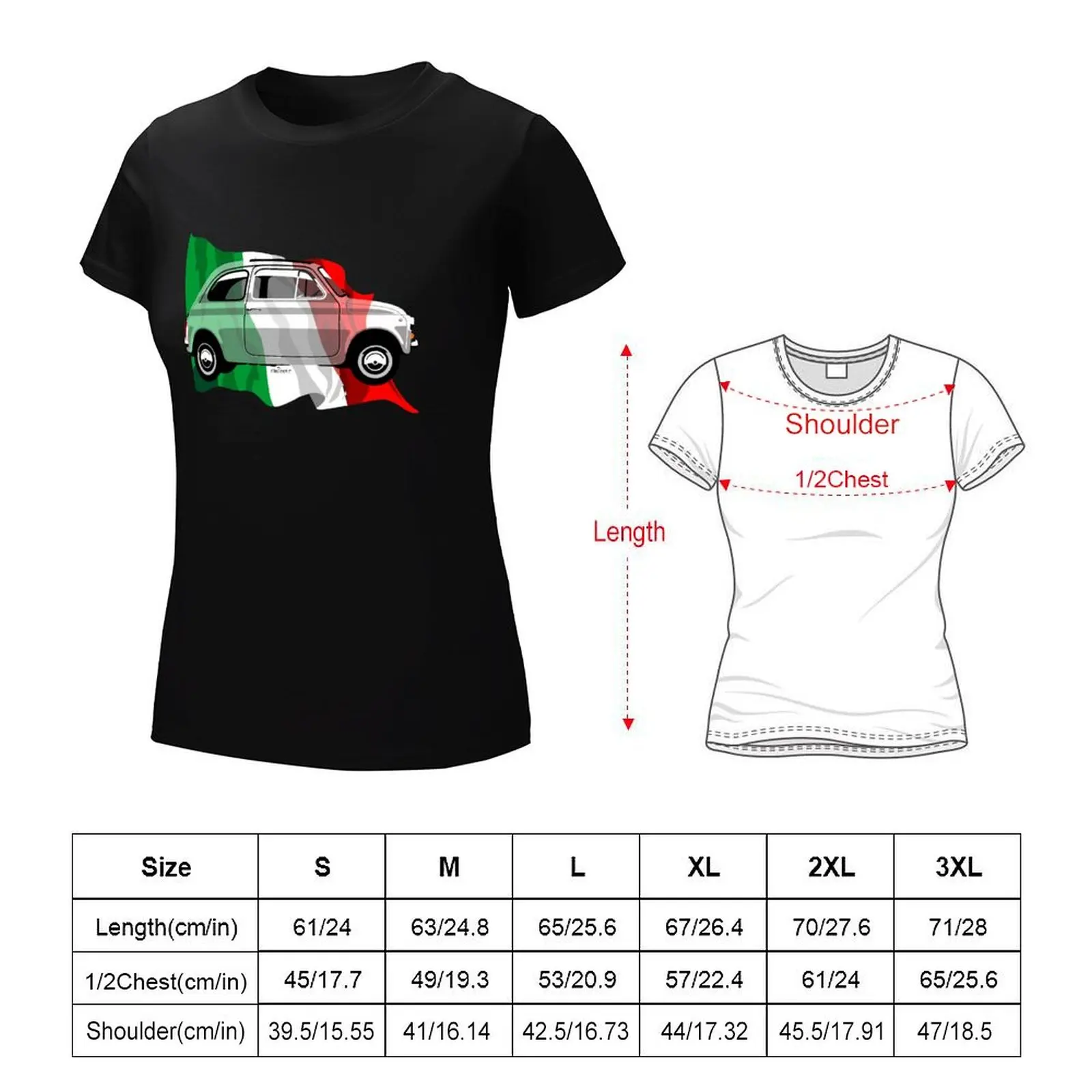 Fiat 500 Italian flag T-Shirt lady clothes summer top designer clothes Women luxury