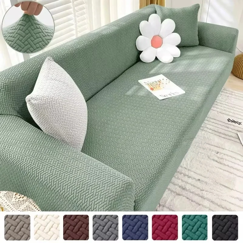 Jacquard Sofa Cover For Living Room Elastic Thick Jacquard Sofa Cover For Sofa L-shaped Corner Sofa Covers 1/2/3/4 Seater