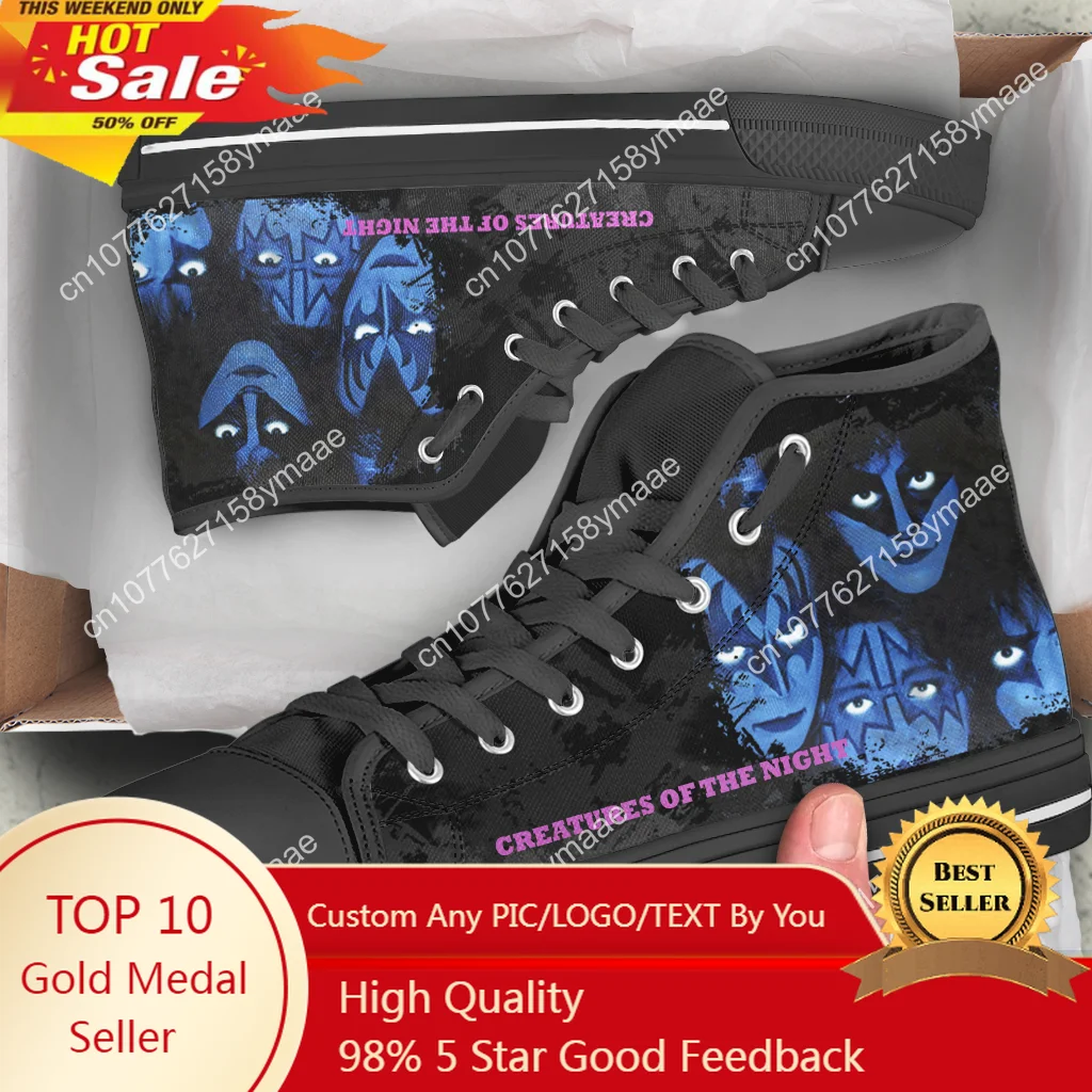 

Creatures of The Night Kiss Band Man Woman Canvas Shoes Lightweight High Quality High Help Casual Board Shoes Fashion Sneakers