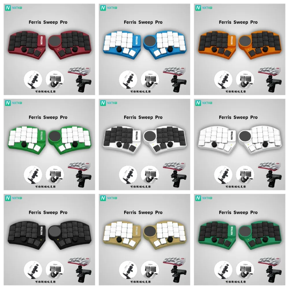 

Ferris Sweep Pro Split Keyboard 34 Keys Tenting Dual Knob Trackpad Keyboard Low Profile Choc V1 Mute Switch Wireless Bluetooth