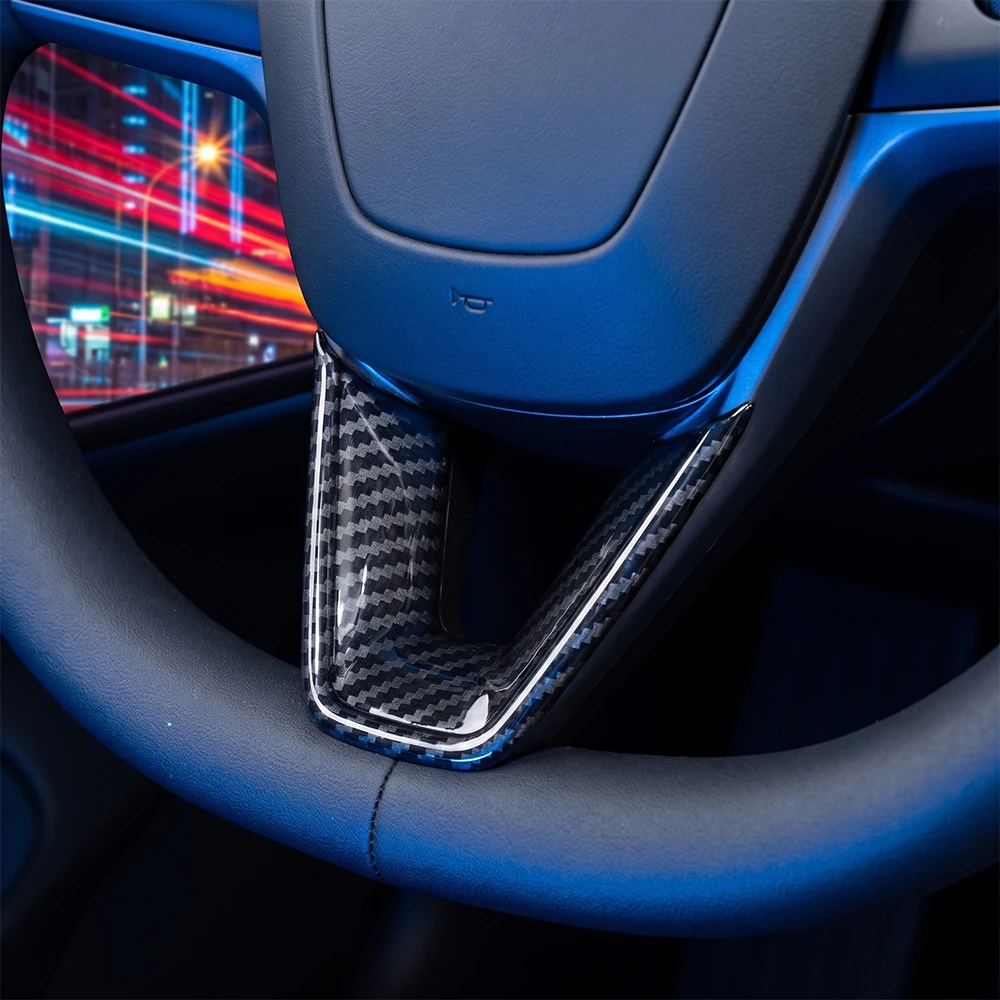 Steering Wheel Patch for Tesla Model 3 Y YL Juniper Highland 2025 2026 U-shaped Protective Cover Trim Sticker ABS Carbon Fiber