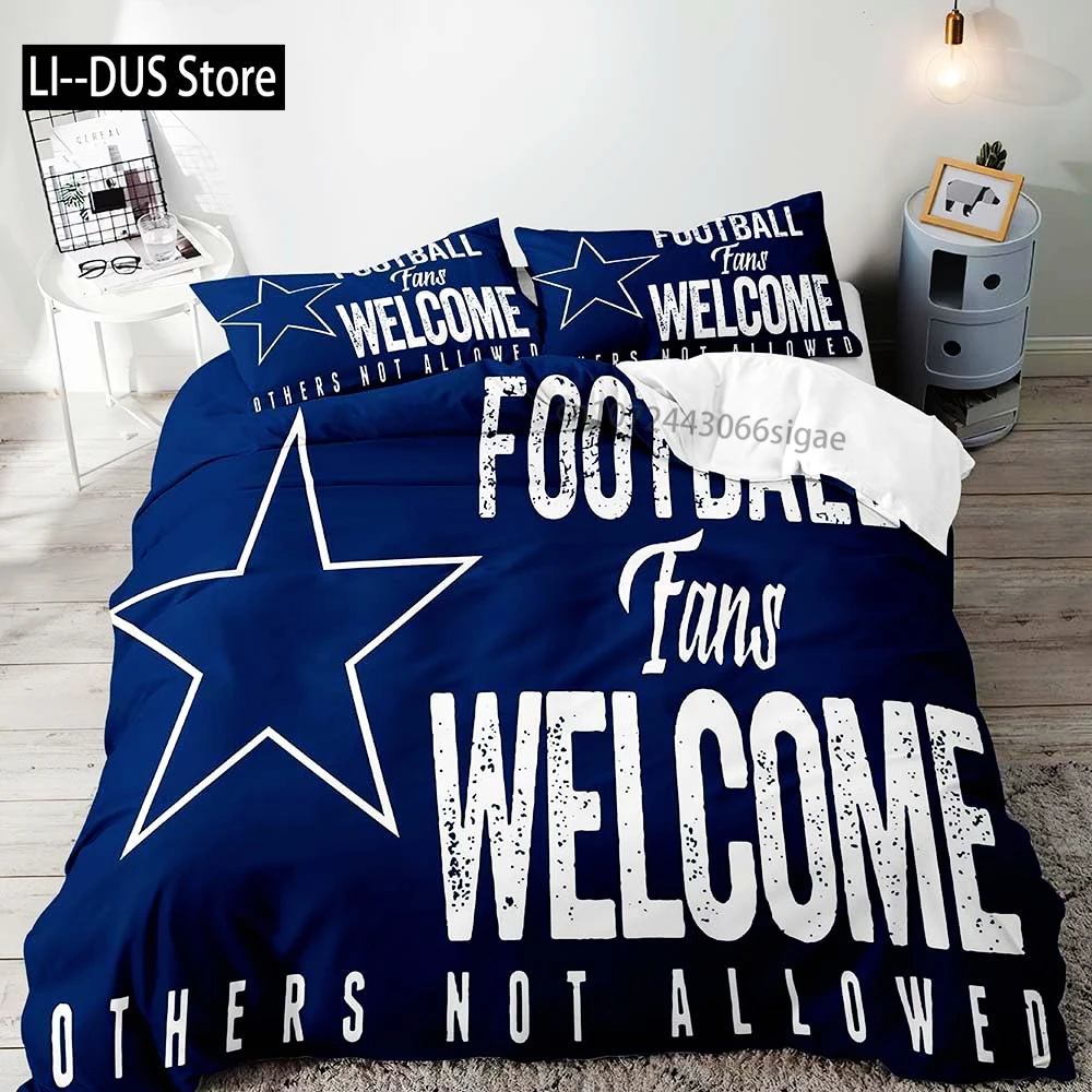 Football Duvet Cover Set, Twin Full Size, Sports Bedding, Grey Blue Striped Comforter Cover,Modern Bedroom Decor for Men Husband