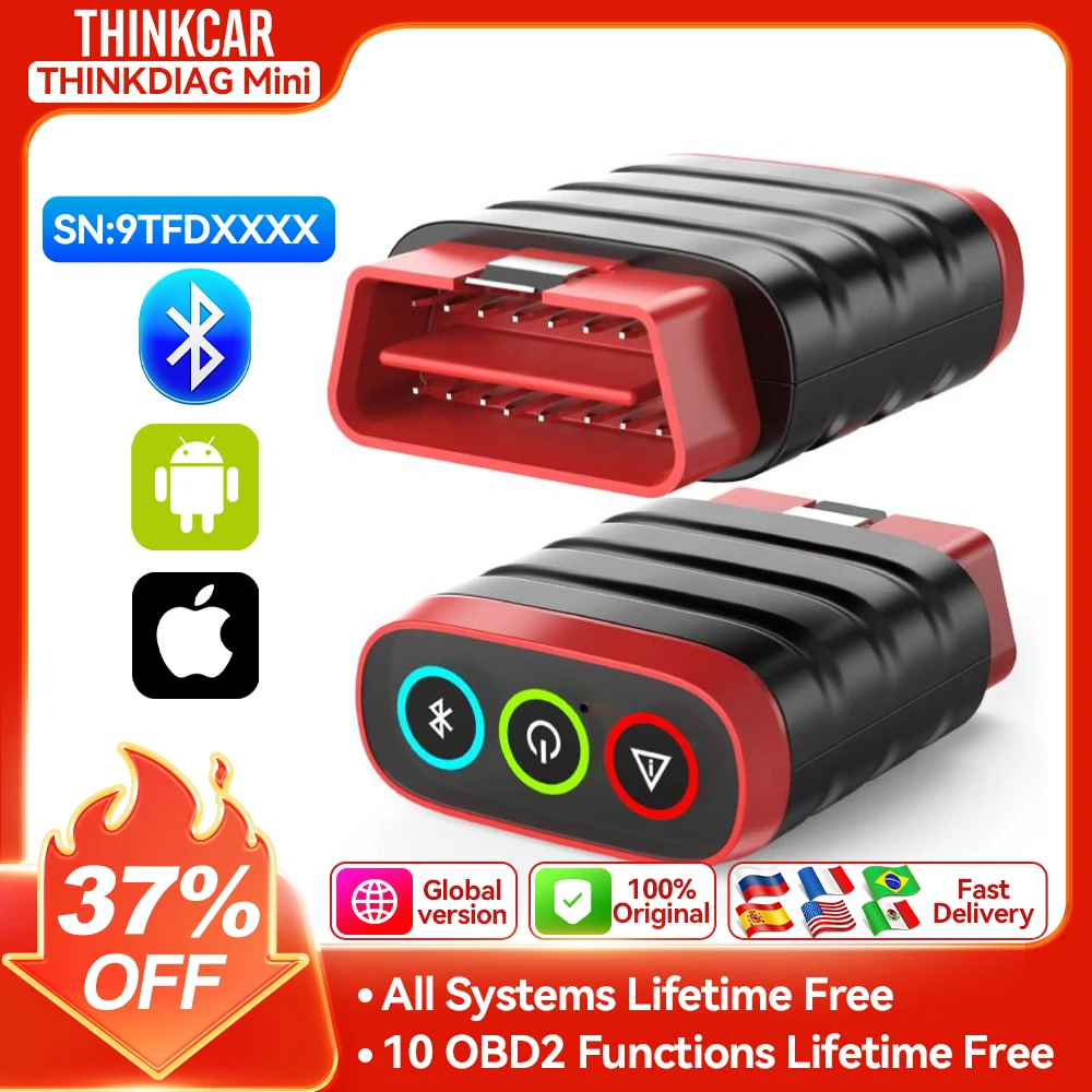 THINKCAR THINKDIAG MINI OBD2 Scanner Diagnostic Tool OE Full System Car Scanner for iOS Android Fault Code Reader Free Update