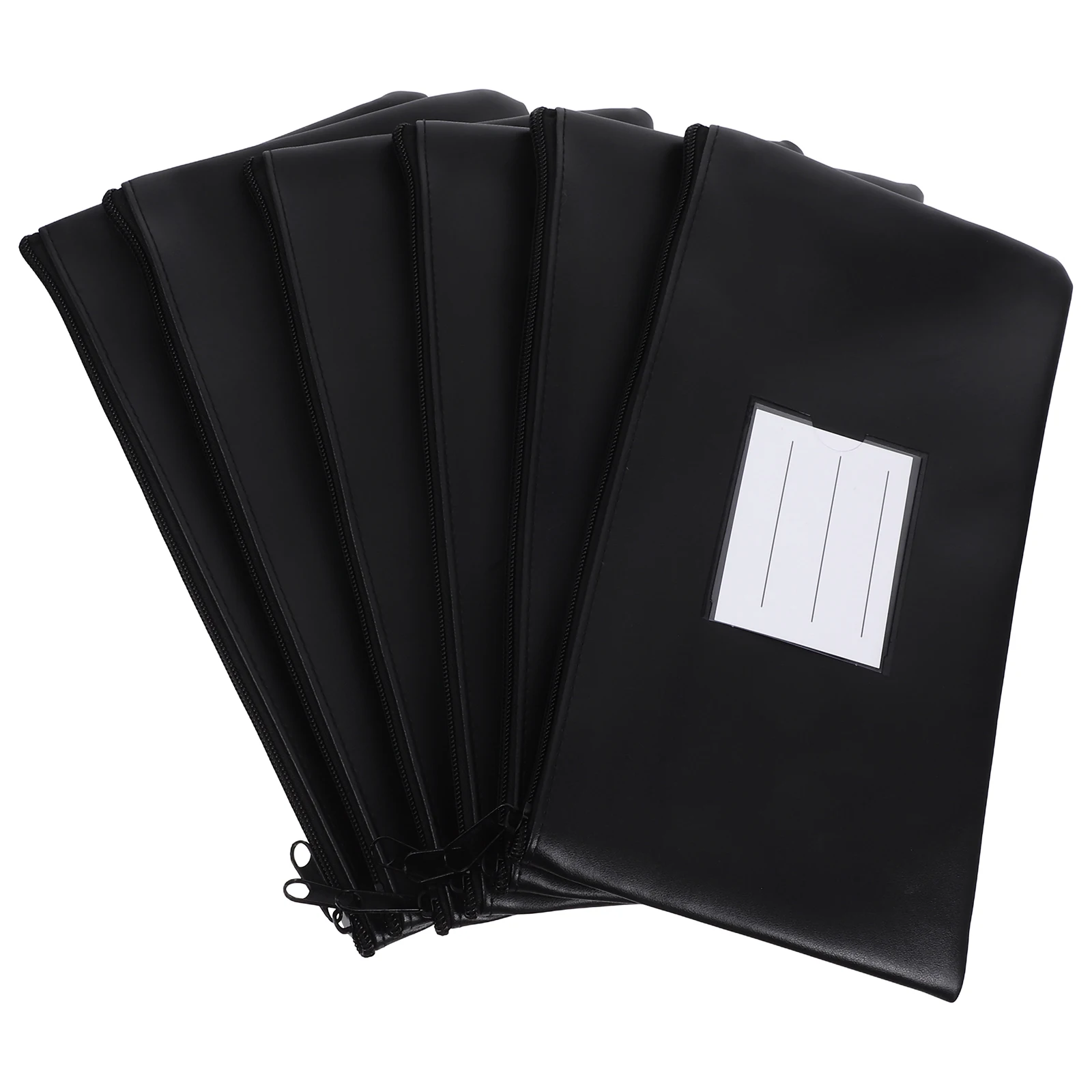 

6pcs Black Waterproof Money Bag Zipper Design Cash Storage Document Bag Ideal For Bank Use Travel Small Wallets File Folder