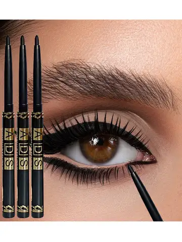 3pcs Black Eyeliner Pencils -Waterproof, Sweatproof & Smudge-Proofwith Easy Twist Application for Flawless Eye Makeup